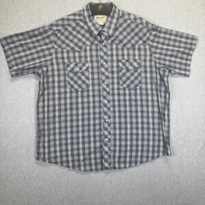 Wrangler button up short sleeve mens 2xl plaid western style pearl buttons